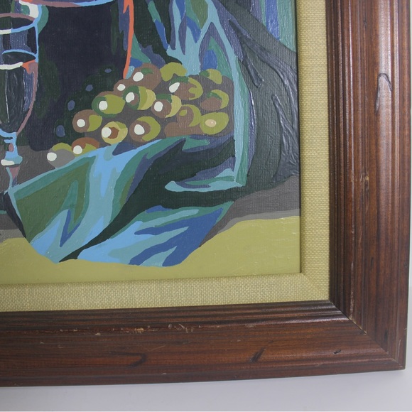 1970’s Vintage Wine and Fruit Still Life Paint by Numbers Painting, PBN Framed - Picture 4 of 9